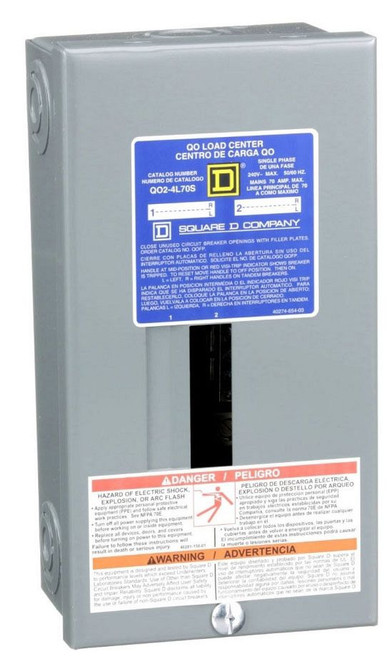 QO2-4L70S SQD BREAKER BOX, LUG; 4.81" W X 3.19" D X 9.3" H