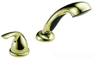 RP14979PB DELT POLISHED BRASSDELTA: ROMAN TUB HAND SHOWER WITH TRANSFER
