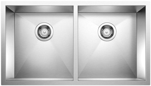516211  BLANCO PRECISION 16" MEDIUM EQUAL DOUBLE BOWL 18GAUGE SS SINK