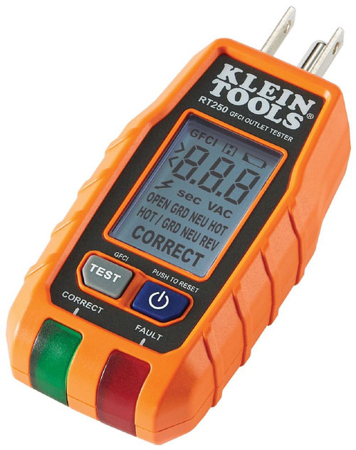 RT250 KLEIN GFCI RECEPTACLE TESTER W/LCD