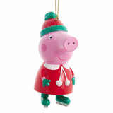 Kurt S Adler Peppa Pig with Green Santa Hat 3 1/2-Inch Hanging Blow-Mold Ornament by Kurt S Adler