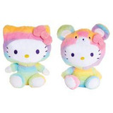 Hello Kitty Rainbow Sherbert Blind Box Sanrio Small 6-Inch Plush, colorful rainbow sherbert themed Hello Kitty plush toys with pastel hues and cute design.