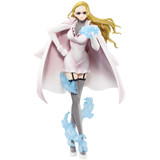 One Piece Kalifa (Devil's Night) Masterlise Exclusive Ichibansho Statue, detailed anime figure of Kalifa wearing a white dress, revealing glasses, and holding blue smoke effects, with flowing blonde hair and a confident stance.
