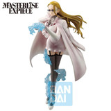 One Piece Kalifa Devil's Night Masterlise Experience Ichibansho Statue, highly detailed anime character figure with long blonde hair, glasses, and a white coat, holding blue energy effects, posed dynamically.
