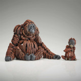 Mini Orangutan Mom and Baby Edge Sculpture Set Hand Crafted 6017688