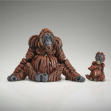 Mini Orangutan Mom and Baby Edge Sculpture Set Hand Crafted 6017688