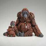 Mini Orangutan Mom and Baby Edge Sculpture Set Hand Crafted 6017688