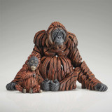 Mini Orangutan Mom and Baby Edge Sculpture Set Hand Crafted 6017688