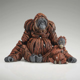 Mini Orangutan Mom and Baby Edge Sculpture Set Hand Crafted 6017688