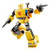 Transformers Devastation Bumblebee Transformers Studio Series, a detailed action figure with yellow and black color scheme, featuring robot mode with weapons and iconic design elements from the Transformers franchise.