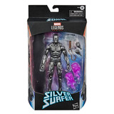 Marvel Silver Surfer with Mjolnir 6-inch Action Figure Avengers Marvel Legends Series, packaged in a display box with multiple accessory parts and figure details.