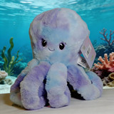 Fiesta Dreamscape Octopus 12-Inch Fiesta Earth Pals Recycled Plush, a pastel-colored plush octopus with big, expressive eyes and a cute smiling face, sitting in front of an ocean-themed background.