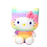 Hello Kitty Fiesta Hello Kitty Rainbow Sherbet Plush 11.5-Inch Bear or Cat Sanrio, colorful rainbow-themed plush toy with a pink bow on Hello Kitty's head.