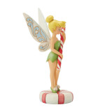 Disney Tinker Bell Candy Cane Disney Traditions Figurine by Jim Shore, a decorative figurine of Tinker Bell holding a candy cane, with detailed fairy wings, standing on a holiday-themed base.