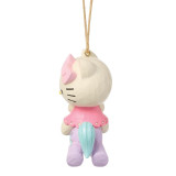 Hello Kitty Unicorn Jim Shore Sanrio 3.5-Inch Ornament, a decorative figurine of Hello Kitty dressed as a unicorn with pastel colors, pink dress, and a unicorn horn, hanging by a string.