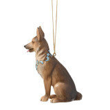 Enesco German Shepherd Jim Shore Heartwood Creek 4.5-Inch Ornament, detailed collectible dog figurine with painted design and a hanging ribbon.