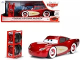 Jada Toys Lightning McQueen Pixar Cars Cruising Lightning McQueen Diecast, 1:24 scale collectible car with remote control in red with eyes, included with 4 tires rack.