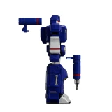 Blokees Soundwave Blokees Transformers Generation 1 Action Edition AE03 Model Kit, front view of a detailed blue and gray robot in a standing pose, showing intricate design and craftsmanship.