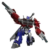 Blokees Optimus Prime Blokees Transformers Prime Action Edition AE06 Model Kit, detailed action figure of Transformers' Optimus Prime in dynamic pose with red, blue, and metallic silver parts.