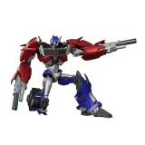 Blokees Optimus Prime Blokees Transformers Prime Action Edition AE06 Model Kit, highly detailed and articulated toy figure of Optimus Prime in robot form with red, blue, and silver color scheme, equipped with weapons and armor.