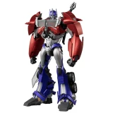 Blokees Optimus Prime Blokees Transformers Prime Action Edition AE06 Model Kit, a detailed collectible action figure of Optimus Prime depicted standing upright with red, blue, and silver parts, showcasing intricate design and movable joints.
