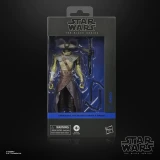 Star Wars Embo Star Wars The Black Series The Mandalorian Grogu 6-Inch Action Figure, packaged in a box with a clear window showing the detailed action figure with accessories, set against a dark background.