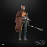 Star Wars Mercenary Guard Droid Star Wars The Black Series The Mandalorian & Grogu 6-Inch Action Figure, detailed action figure of a droid with a brown cape and a weapon, standing against a black background.