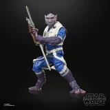 Star Wars Garazeb Zeb Orrelios Star Wars The Black Series The Mandalorian & Grogu Deluxe 6-Inch Action Figure, detailed action figure of Zeb Orrelios with purple fur, holding a blaster rifle, dressed in blue and white armor with a serious expression.