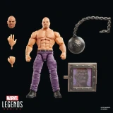 Marvel Absorbing Man Marvel Legends Secret Wars 6-Inch Cardback Action Figure, collectible action figure with interchangeable heads and accessories, including a wrecking ball, display stand, and background card.