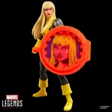 Marvel's Magik Marvel Legends Secret Wars 6-Inch Cardback Action Figure, featuring a detailed action figure of Magik with a comic-style shield and blonde hair, on a black background.