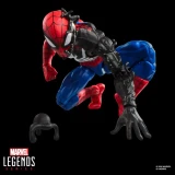 Marvel Spider-Man Marvel Legends Secret Wars 6-Inch Cardback Action Figure (Alien Costume), detailed action figure of Spider-Man in black alien costume with red and blue accents, posed against a black background with accessories included.
