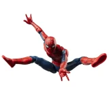 Marvel Spider-Man Marvel Legends Brand New Day 6-Inch Action Figure, dynamic pose of Spider-Man swinging with one hand extended and legs spread apart, detailed costume with web pattern and iconic mask.