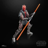 Star Wars Maul Star Wars The Black Series Shadow Lord 6-Inch Action Figure, detailed collectible figure with a red and black masked face, armor, and a double-bladed red lightsaber, posed in an aggressive stance.