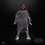 Star Wars Maul Star Wars The Black Series Shadow Lord 6-Inch Action Figure, highly detailed figure with a red and black Sith Mask, black cloak, and dual lightsabers, standing against a black background.