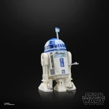 Star Wars R2-D2 Artoo-Detoo Star Wars The Black Series Droids 6-Inch Cardback Action Figure, detailed blue and white droid with dome-shaped head and extendable antenna, on a black background.