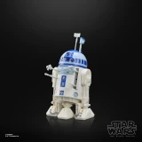 Star Wars R2-D2 Artoo-Detoo Star Wars The Black Series Droids 6-Inch Cardback Action Figure, detailed collectible robot figure with blue and white coloring and various movable parts on a black background.