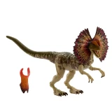 Mattel Dilophosaurus Jurassic World Hammond Collection 7.5-Inch Action Figure, dinosaur toy with detailed design, colorful frills, and accessories.