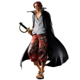 One Piece Shanks (Red Hair Pirates) Masterlise Exclusive One Piece Ichibansho Statue, detailed figure of Shanks with sword, wearing a long black coat, colorful floral pants, and sandals.