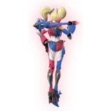 Blokees Harley Quinn Blokees DC Champion Class CC04 Model Kit with Mace Hammer and Roller Skates, detailed action figure of Harley Quinn in vibrant costume holding a large spiked mace, showcasing articulated limbs and accessories.