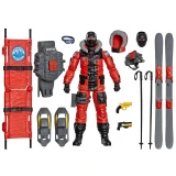 GI Joe Action Joe Avalanche Response G.I. Joe Classified Legacy Collection 6-Inch Action Figure, featuring a detailed figure dressed in red and black cold-weather gear with various accessories including skis, a snowboard, weapons, helmets, and rescue equipment.