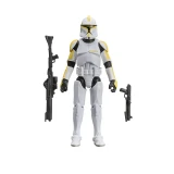 Star Wars Clone Trooper Commander Star Wars Vintage Collection 3.75-Inch Action Figure VC404, a detailed white and black armor collectible figure with yellow accents, holding two black blasters.