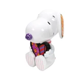 Peanuts Snoopy with Britto Heart Romero Britto 10 Inch Statue, a colorful and artistic Snoopy figurine holding a heart, featuring vibrant patterns and bold colors.