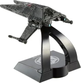 Star Wars Inquisitor Scythe Hot Wheels Star Wars Starships Select Premium Diecast Ship, detailed dark gray die-cast spacecraft displayed on a black Star Wars stand with blue engine accents