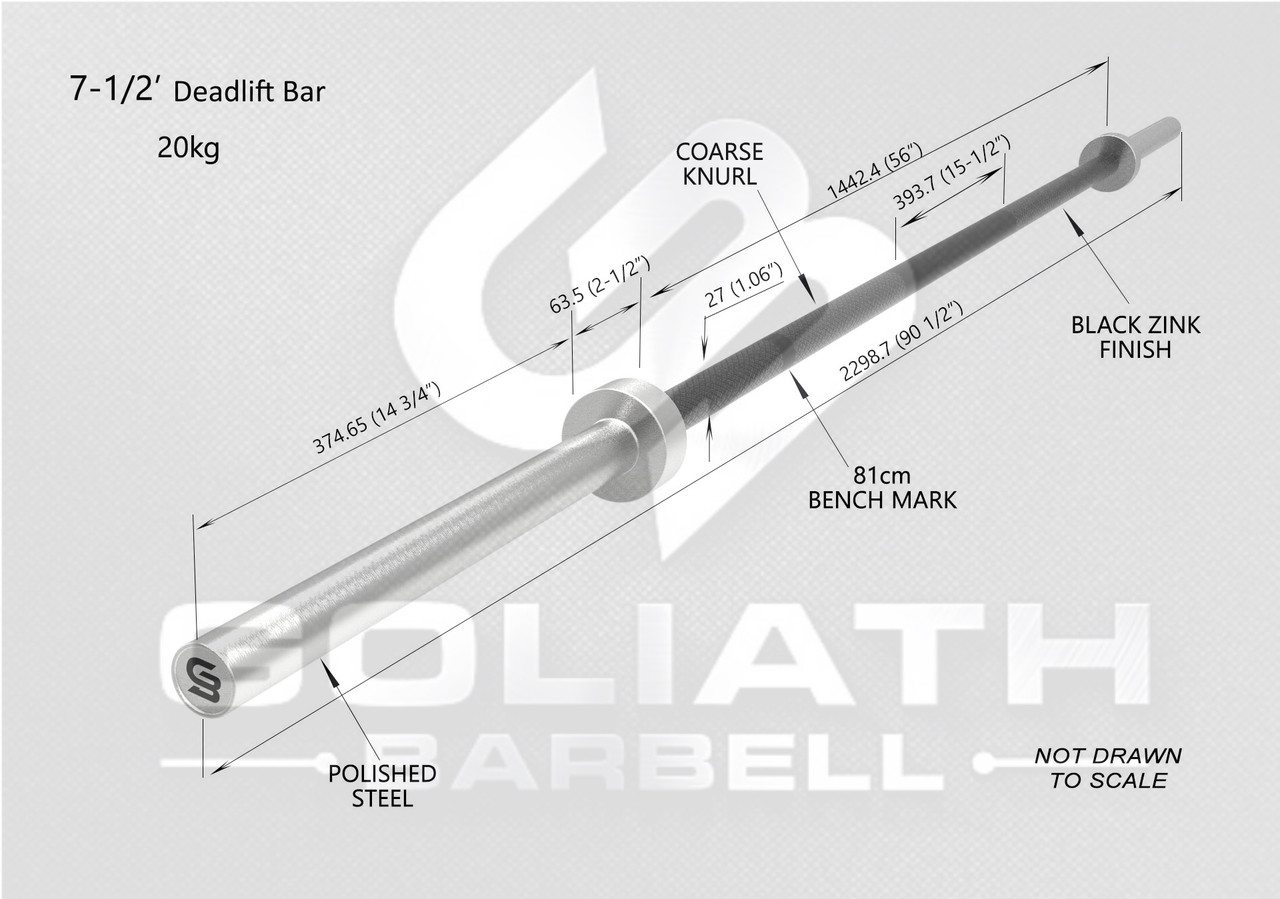 Goliath Deadlift Bar - Black Zinc / Black sleeves  - 20kg