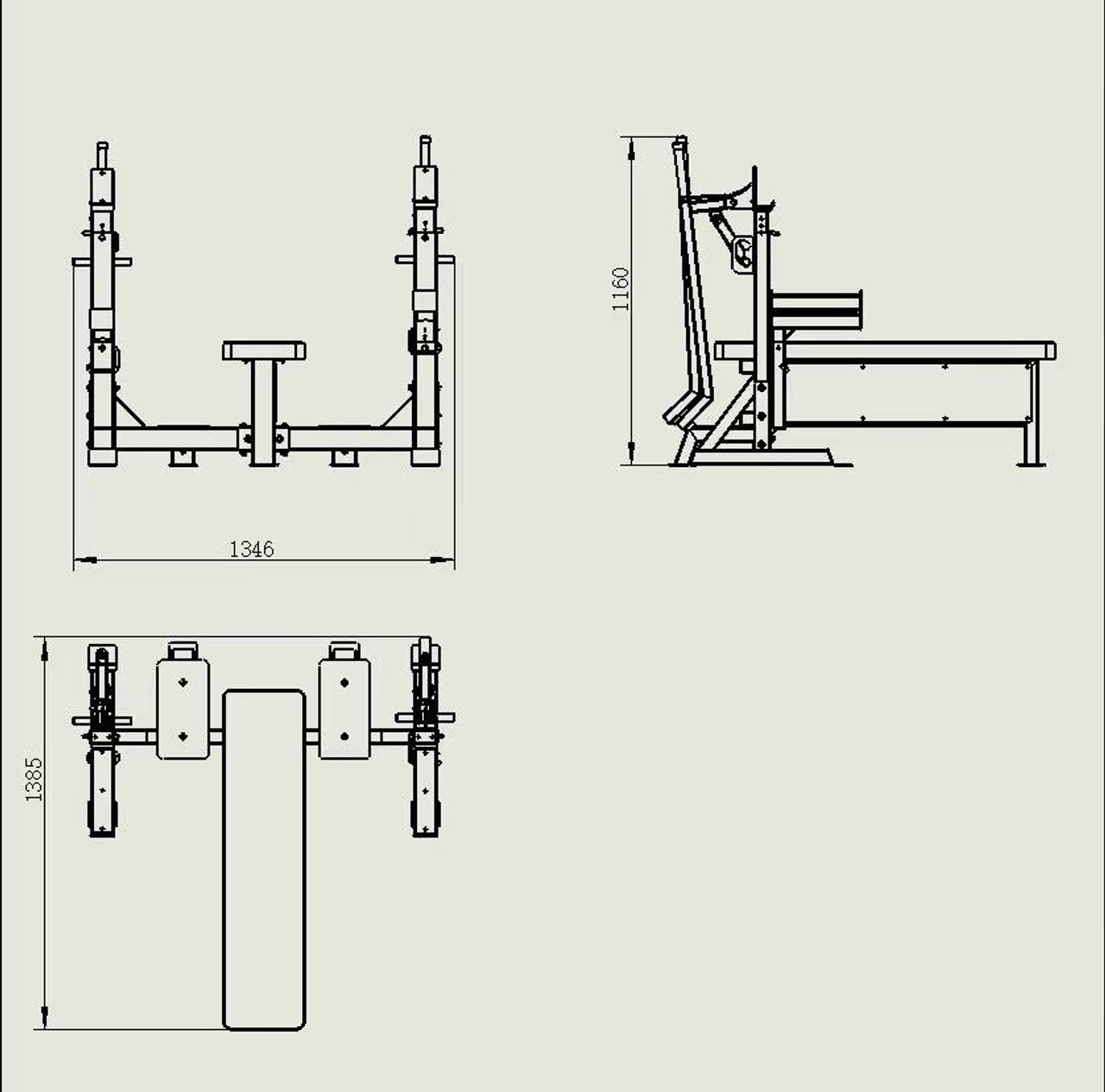 Stand Alone Economy Fixed Bench.  Incl jacks. MAX upright height is 545mm from pad.)