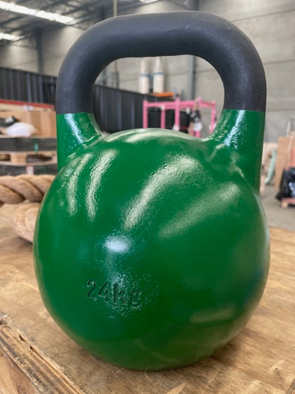 Copy of Kettlebell 24KG Competition size, round, powder coated handles. GREEN 24KG. COLLECTION ONLY..