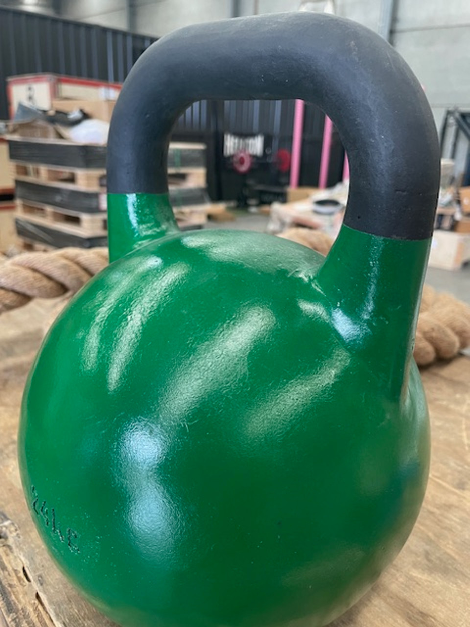 Copy of Kettlebell 24KG Competition size, round, powder coated handles. GREEN 24KG. COLLECTION ONLY..