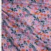Orange, Pink, and Emerald Small Floral on Lavender Double Brushed Poly/Spandex Fabric By The Yard