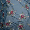 Cali Fabrics Plum Floral on Slate Blue Designer Chiffon Fabric by the Yard