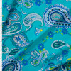Blue and Yellow Paisleys on Aqua Designer Nylon/Spandex Print Fabric By The Yard